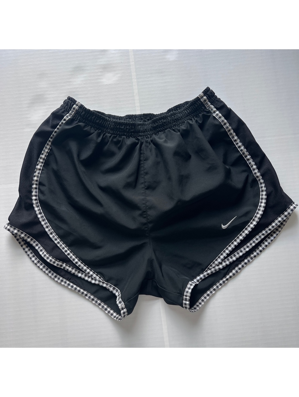 Nike Dri-FIT Black Athletic Running Shorts Gingham Trim Accent Size XS Coquette